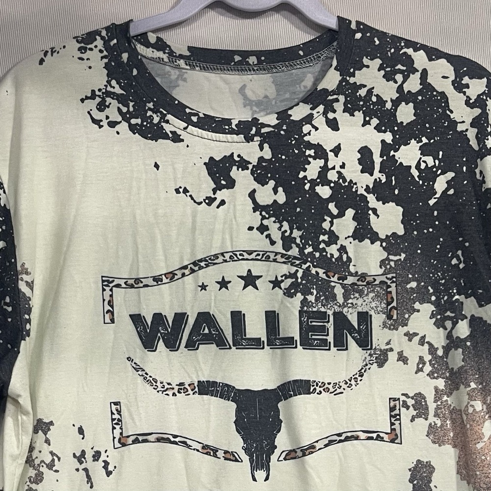 Morgan Wallen - "AOP" Acid Wash Look Steer Head  Graphic Tee Mens Size XL